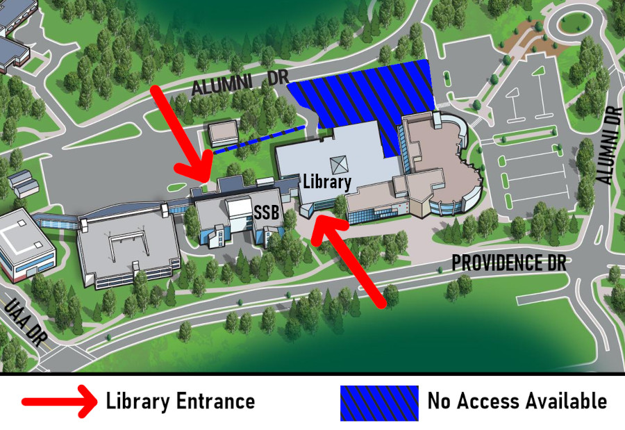 Map of parking lots near the library